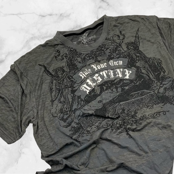 Men's Rebel Spirit Charcoal Grey | Black | White Burnout S/S Tee Shirt - Picture 4 of 5